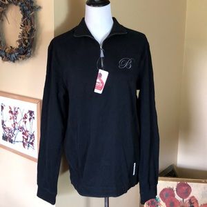 ROOTS CANADA Size Medium 1/4 Zip PullOver Cozy Trentriver Knit BLACK Jacket NEW